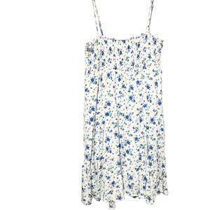 No Boundaries Floral Smocked Sundress White Blue Cottagecore‎ Fairycore Womens M